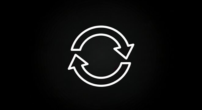 Circular arrows icon against black background