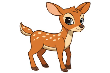 Cartoon Fawn with Brown Spots on White Background
