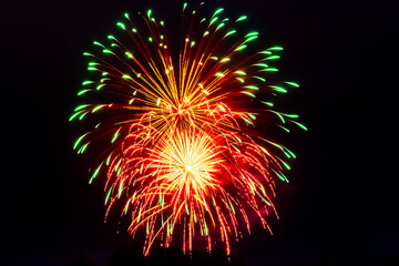 Colorful bavarian fireworks at Landau, Isar, 2025, Dingolfing, Bavaria, Germany