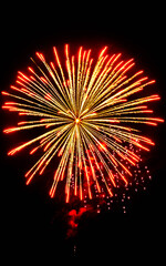 Colorful bavarian fireworks at Landau, Isar, 2025, Dingolfing, Bavaria, Germany