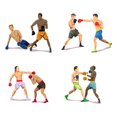 Dynamic Boxing Match Illustrations Capturing Intense Fights and Athletic Prowess