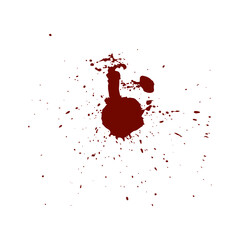 Red Blood Splatter Grunge Design Element on White Background, Abstract Art
