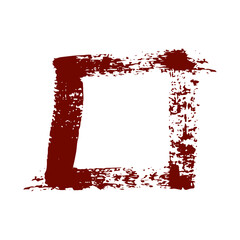 Abstract Dark Red Square Frame - Artistic Brush Stroke Grunge Textured Border Design Element