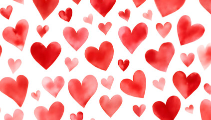 Watercolor Hearts of Affection: A vibrant array of watercolor hearts, each a testament to the beauty of love, scattered in a charming, romantic pattern, evoking feelings of tenderness and affection. 