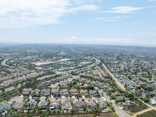 Aerial view of big houses in Carlsbad, North County San Diego, South California, USA.