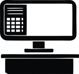 Simple stylized computer monitor icon representing digital technology and office workstation setup