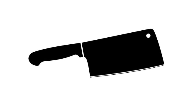 Butcher knife silhouette on white background