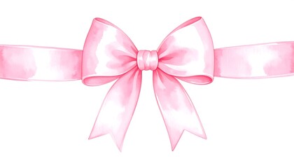 Watercolor pink ribbon bow