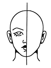 Minimalist Split Face: Identity Crisis Line Art Tattoo