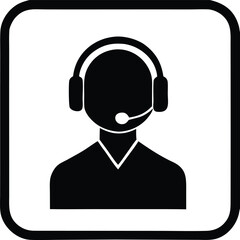 Customer service icon representing support professional with headset for online assistance and communication