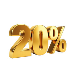 Shiny Golden 20 Percent Off Sale Discount Offer Promotion Banner Graphic Element Stock Image on transparent background