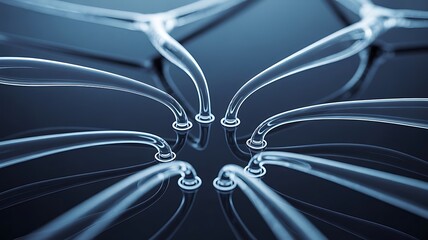 The fluid shapes reach toward each other, merge briefly, then establish stable flowing pathways.
