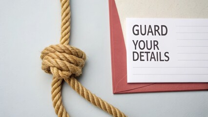 Rope tied in a knot around a paper slip with a warning text