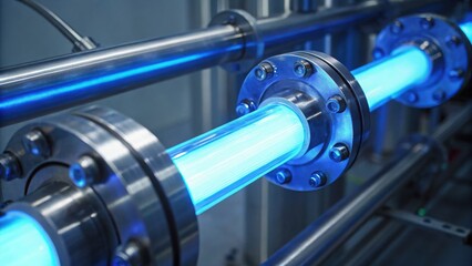 Naklejka premium Close-Up of Metal Standard Pipe for Hydrogen Outlet in Industrial Setting