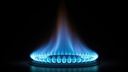 Bright Blue Flame of Hydrogen Gas Burning Close Up on Dark Background