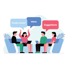 Brainstorming Session with Team Members Sharing Ideas and Suggestions in a Meeting