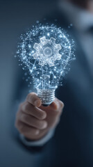 Technological Innovation and Solution Concept with Gear Lightbulb