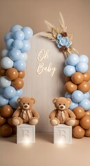 Adorable Baby Shower Decor with Teddy Bears Balloons and Cute Decorations