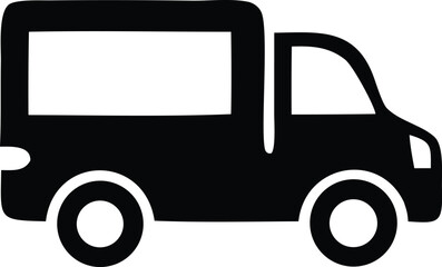 Simple silhouette icon of a delivery truck for logistics and transportation services