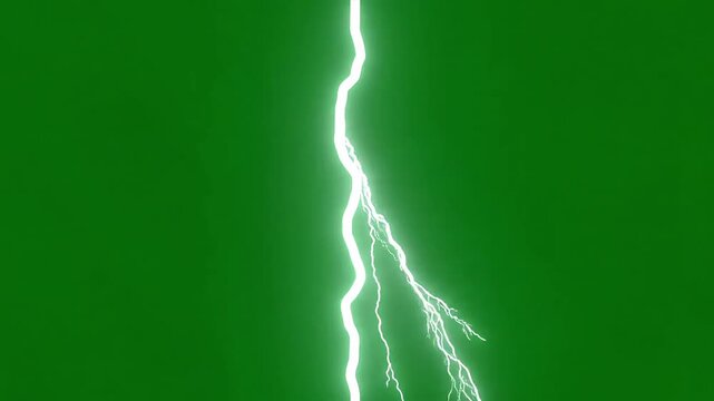 Dynamic green screen lightning strike electrifies the sky with raw natural power, perfect for dramatic visual effects and storm sequences.