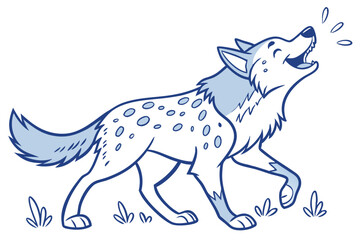 Cartoon Hyena Howling with White Background for Microstock