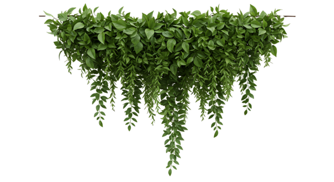 Hanging green plant isolated on transparent background, adding a touch of nature to any space, perfect for decoration and bringing life indoors - Powered by Adobe