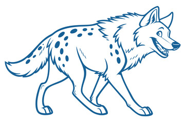 Cartoon Hyena Vector, Walking Wildlife Animal Outline Design, White Background Art