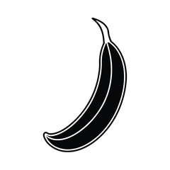 Minimalist black banana silhouette on a clean white background