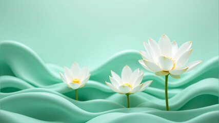 Naklejka premium Serene Lotus Water Scene