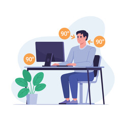 Ergonomic workstation setup for remote work a man sitting correctly at a desk