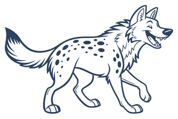 Cartoon Hyena Walking Isolated On White Background