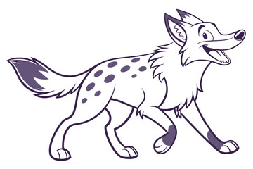 Cartoon Hyena Walking with Spots in on White Background