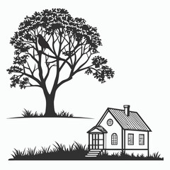 Nature and Home Silhouette Vector Design