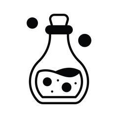 Magical flask with potion for witches and spooky Halloween themes