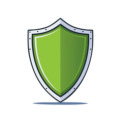Shield Illustration of Protection and Security with Green Color and White Frame
