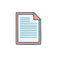 Cartoon document icon showing paper text lines with a folded corner representing a file or report