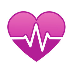 Stylized Pink Heart with White ECG Line Illustrating Health and Vitality on White Backdrop