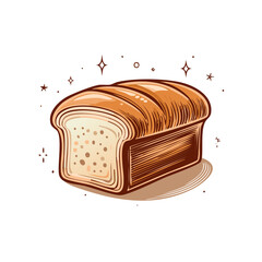 Hand Drawn Cartoon Loaf of Freshly Baked Sliced Bread Bakery Food Illustration Vector Art