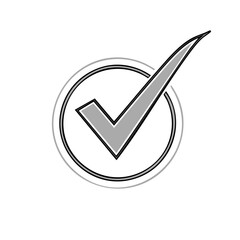 Simple Gray Check Mark Inside a Circle Symbol Graphic