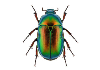 Isolated Jewel Beetle, Insect, Arthropod, Scarab Beetle with Colorful Metallic Iridescent Shine