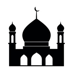 minimal silhouette vector of mosque dome and minaret