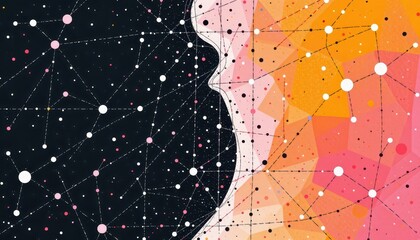 Abstract Dual Faces with Cosmic and Vibrant Elements