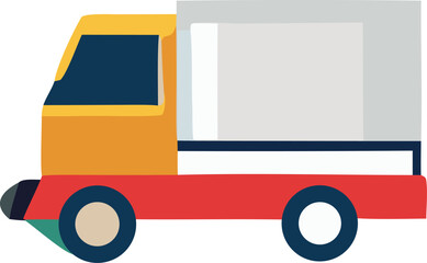 Colorful cartoon delivery truck icon symbol for logistics transportation commerce and shipping services