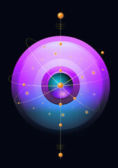 Abstract glowing atom design