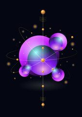 Abstract glowing atom design
