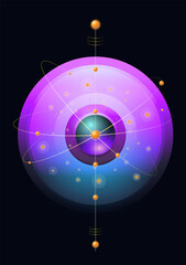 Abstract glowing atom design