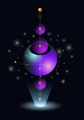 Abstract glowing atom design