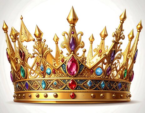 Ornate gold crown with colorful gems
