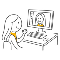 Naklejka premium Modern Work Life The Concept of Connecting and Interacting with Online Conference Technology.