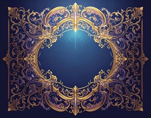 Ornate gold frame on dark blue background (1)